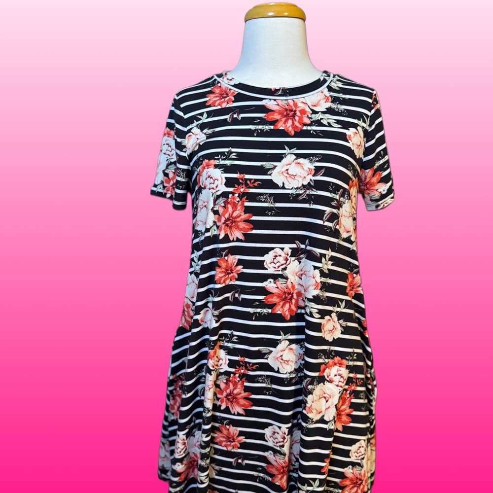 Floral Striped Mini Dress